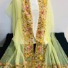 Hand-Embroidered Yellow Dupatta with Multicolored Thread Work from Meher Collections