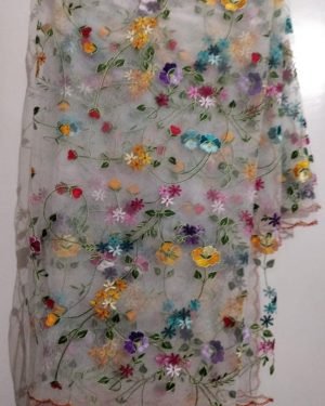 Gray Dupatta with Elegant Floral Embroidery Design from Meher Collections