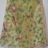 Green Hand-Embroidered Net Dupatta with Jal Thread Work from Meher Collections