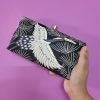 crane embroidery purse