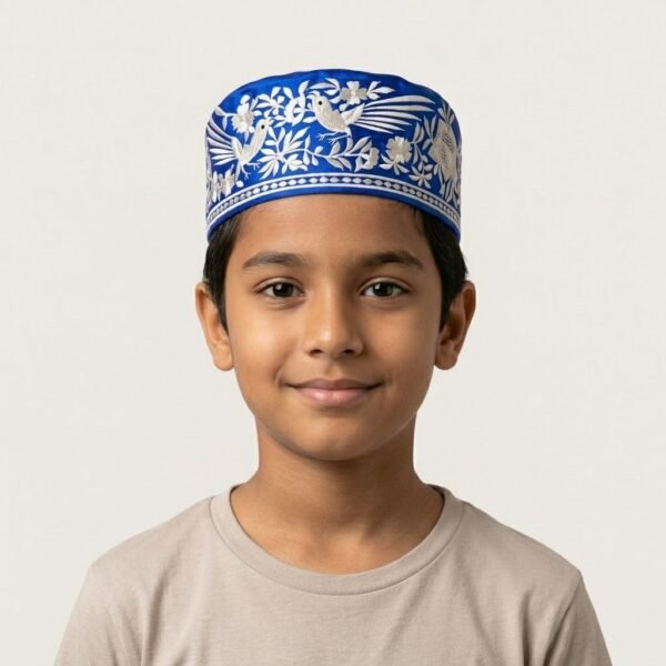 Royal Blue Embroidered Topi | Meher Collection's