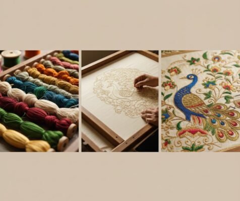 embroidery process collage